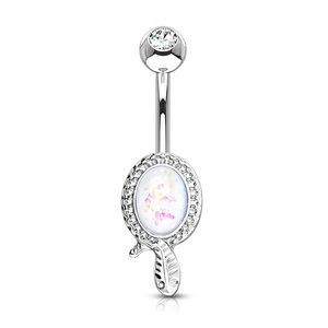 Snake Opal Belly Button Ring Navel Ring 14 gauge Surgical Steel Non-Dangle